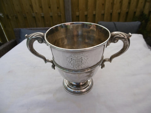1736 rare fully hallmarked Georgian Irish cup by R Calderwood 435g great Armorial