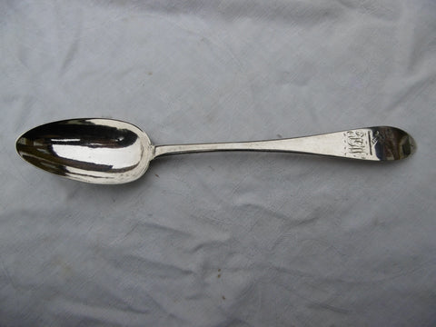 1780 very  Cork tablespoon by James Warner 24cms long 74g