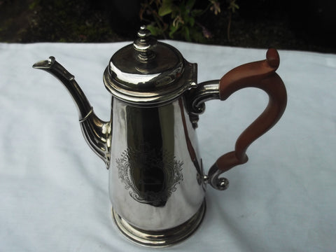 1744 stunning George 11 coffee pot by J Kincaid great hallmarks and Crest 20ozs