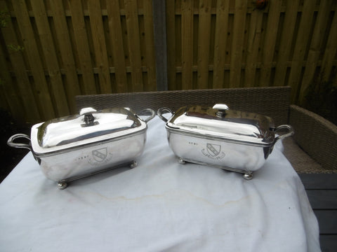 1804 stunning pair of Georgian Entree Dishes great crest 1350g