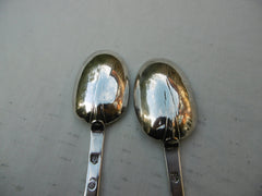 1691 very rare pair of William and Mary Trefid spoons by Thomas Allen