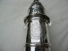 1704 stunning Queen Anne large Lighthouse caster with great period Armorial crest 290g