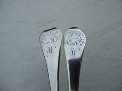 1706 very rare pair of Scottish Queen Anne Dognose tablespoons by Richard Rae