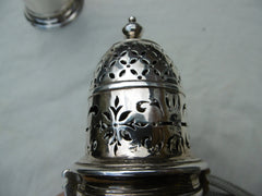 1708 fine pair of Queen Anne Lighthouse casters by William Fawdry 350g great crest