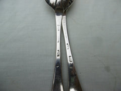 1709 rare pair of Queen Anne rat tail tablespoons by Henry Greene 120g mirror crest