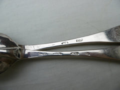 1709 rare pair of Queen Anne rat tail tablespoons by Henry Greene 120g mirror crest