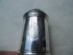 1714 fine George 1st silver caster or pepperette by maker Co nice crest 73g