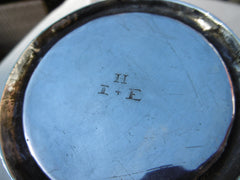 1715 nice George 1st Brandy Pan by ?E 165 grams nice owners initials