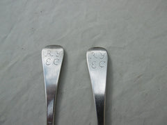 1717 rare pair of George 1st Scottish rat tail tablespoons by James Tait