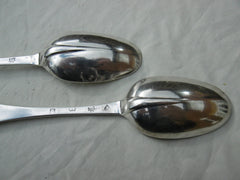 1717 rare pair of George 1st Scottish rat tail tablespoons by James Tait