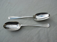 1717 rare pair of George 1st Scottish rat tail tablespoons by James Tait