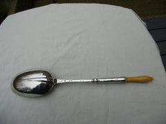 1718 rare George 1st basting spoon with large bowl by W Street 34cms long