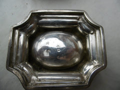 1725 fine pair of George 1st salt by Edward Wood, good hallmarks and crest 140g