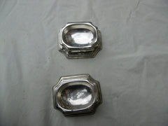 1725 fine pair of George 1st salt by Edward Wood, good hallmarks and crest 140g