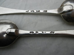 1727 fine pair of George 1st spoons by maker IS great Dog crest 130g