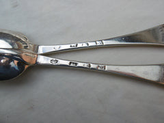 1727 fine pair of George 1st rat tail tablespoons by William Toone 115g