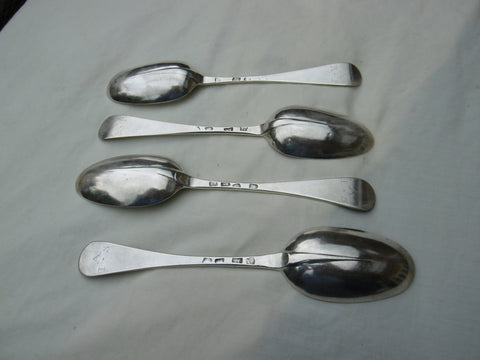 1729 fine quality set of 4 George 11 rat tail tablespoons by Richard Scarlett 260g