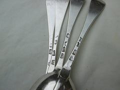 1729 fine quality set of 4 George 11 rat tail tablespoons by Richard Scarlett 260g