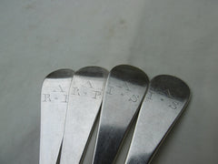 1729 fine quality set of 4 George 11 rat tail tablespoons by Richard Scarlett 260g