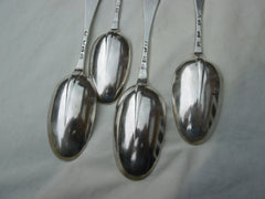 1729 fine quality set of 4 George 11 rat tail tablespoons by Richard Scarlett 260g
