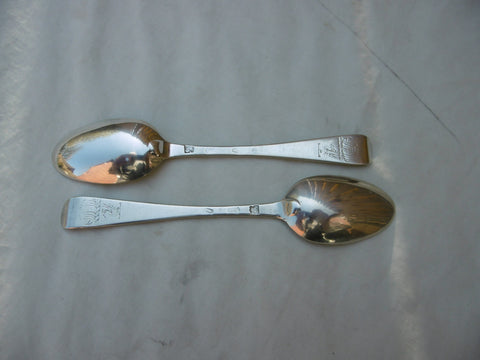 1730 fine rare pair of Irish George 11 Dessert spoons by John Hamilton great crest