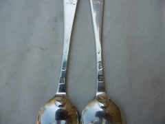 1730 fine rare pair of Irish George 11 Dessert spoons by John Hamilton great crest