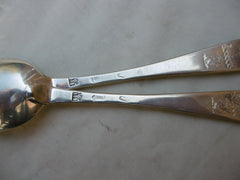 1730 fine rare pair of Irish George 11 Dessert spoons by John Hamilton great crest