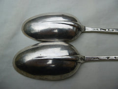 1730 fine pair of George 1st rat tail spoons by W Soame 78g