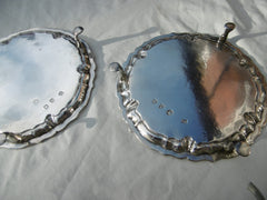 1735 fine pair of George 11 silver waiters by John Tuite 456 grams lovely Stag crest