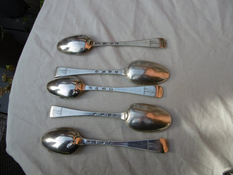 1736 excellent set of 5 Irish Hanoverian tablespoons by John Taylor great crest 320g
