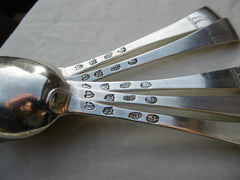 1736 excellent set of 5 Irish Hanoverian tablespoons by John Taylor great crest 320g