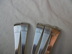 1736 excellent set of 5 Irish Hanoverian tablespoons by John Taylor great crest 320g