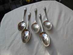 1736 excellent set of 5 Irish Hanoverian tablespoons by John Taylor great crest 320g