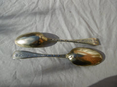1738 beautiful pair of George 11 silver gilt tablespoons by Samuel Hutton see photos