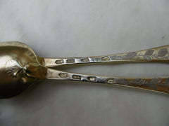 1738 beautiful pair of George 11 silver gilt tablespoons by Samuel Hutton see photos