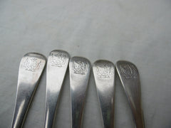 1751 rare set of 5 George 11 3 pronged dessert forks by E Coker 200g great crest