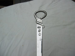 1754 lovely George 11 meat skewer with Rope twist handle and nice crest by JW 105g