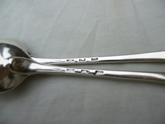 1756 fine pair of George 11 Hanoverian basting spoons by Isaac Callard 180g nice crest