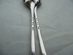 1756 fine pair of George 11 Hanoverian basting spoons by Isaac Callard 180g nice crest