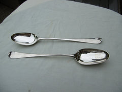 1756 fine pair of George 11 Hanoverian basting spoons by Isaac Callard 180g nice crest