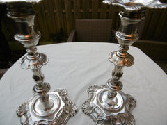 1758 fine pair of cast George 11 candlesticks by James Morison 960 grams