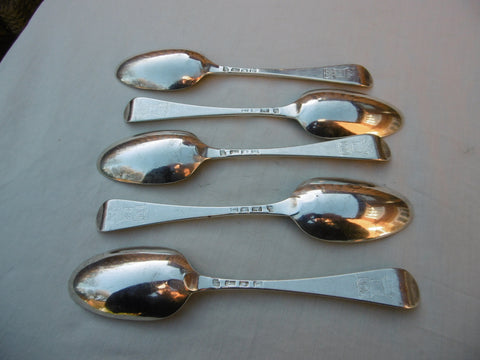 1759 stunning set of 5 George 11 tablespoons by R Hare great crest 360g