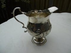 1763 very nice George 111 silver jug with Dog and Pheasant decoration 80g