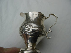 1763 very nice George 111 silver jug with Dog and Pheasant decoration 80g