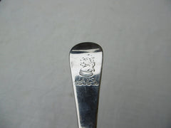 1764 fine Georgian silver 3 pronged fork with lovely crest 60g