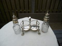 1766 fine large Georgian 2 bottle cruet set by R Peaston 610 grams silver