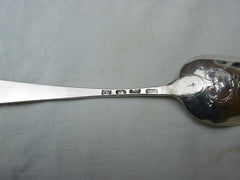 1766 rare George 111 picture back tablespoons with flower decoration by BB 37 grams