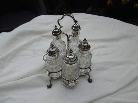 1768 very good George 111 Warwick style cruet set by Daniell and Mince
