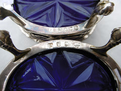 1768 matching set of 4 Georgian silver salts by the Hennells with liners