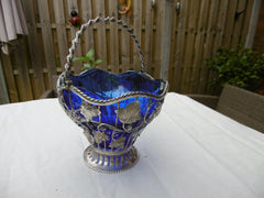 1771 stunning George 111 swing handled basket by David Bell with Glass Liner